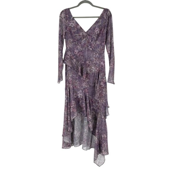 NWT Marchesa Notte Asymmetrical Long Sleeve Dress - Picture 2 of 9